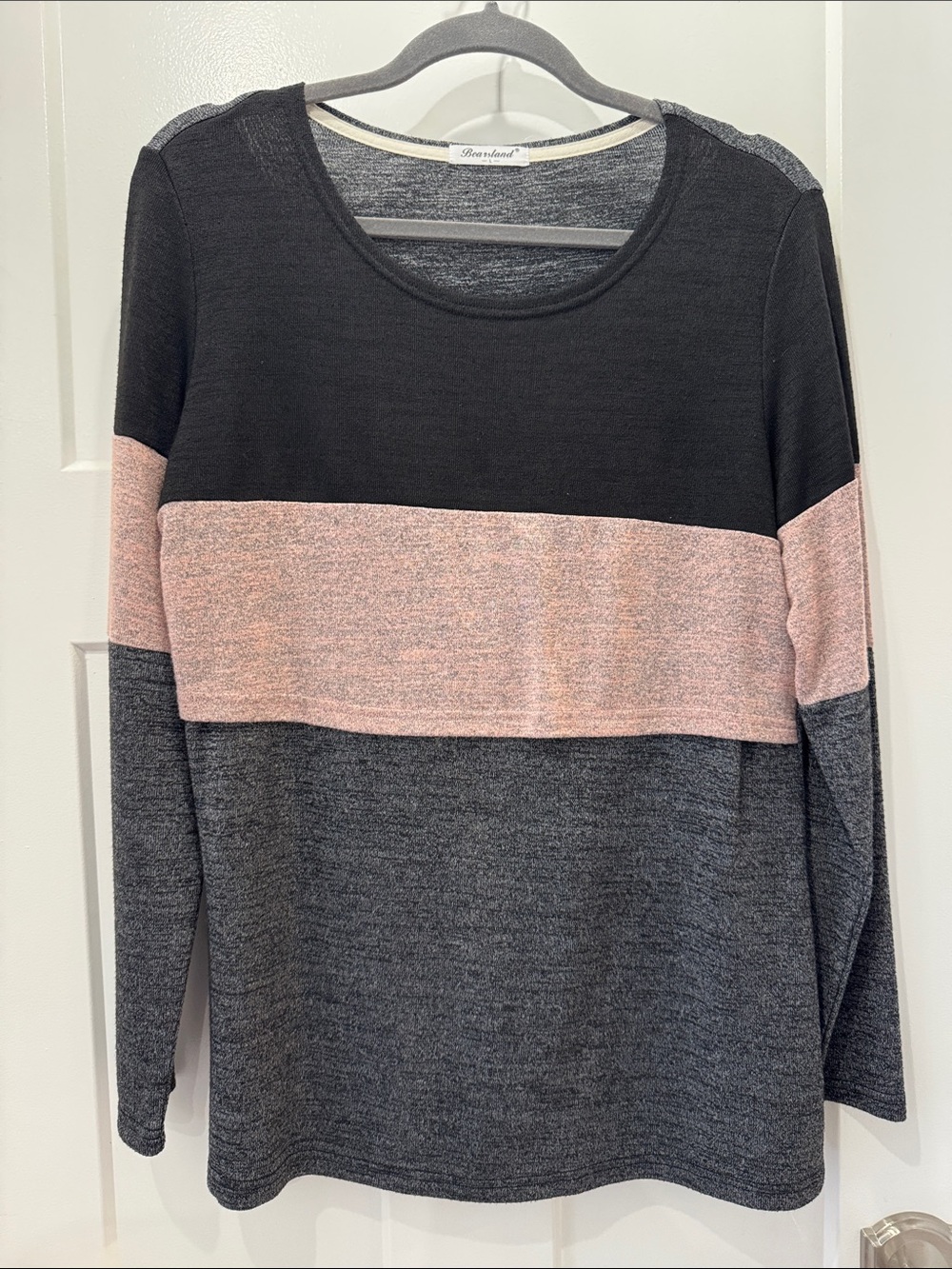 Bearsland Nursing Women’s Black, Pink & Gray Colorblock Long Sleeve Top Size L